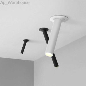 Zwart/Wit Lange Buis Plafond Inbouw LED Spot Lamp Hoek Draaibaar Plafondlamp 12W voor Keuken Slaapkamer Foto TV Achtergrond HKD230825