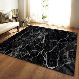 Grand tapis de sol antidérapant imprimé marbre noir et blanc, pour chambre à coucher, cuisine, salon, Tatami, canapé, salon dywan302c