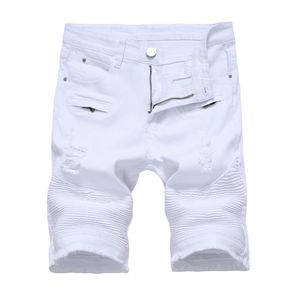 Blanc Blanc Men Jeans Casual Mas Mas Male Shorts Mens Mens Slim Fit Fitness Plus taille Longueur Summer Shorts Hombre