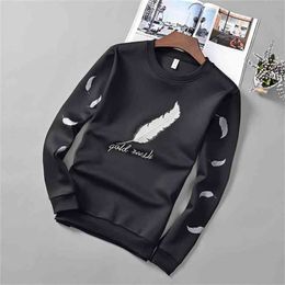 Sweats à capuche pour hommes blancs noirs Pull Crewneck Sweatshirts Vintage Esthétique Printemps Automne Polyester Hoddies Vêtements pour adolescents 210728