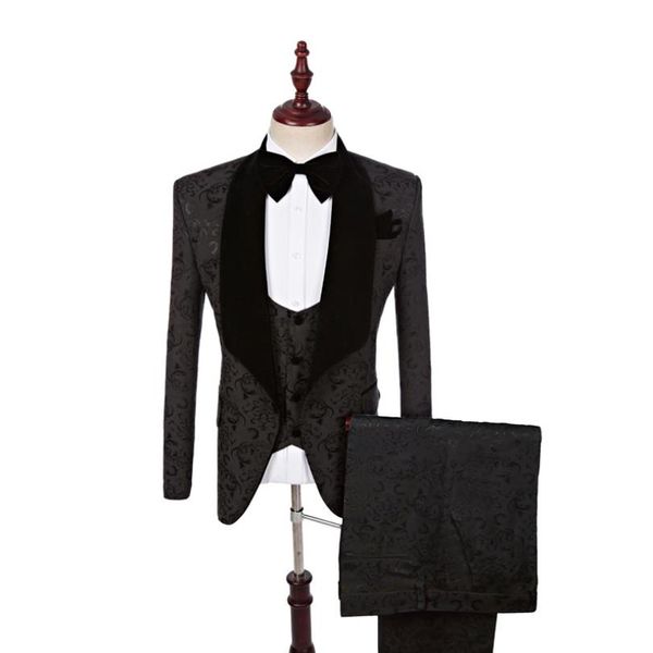 Trajes de boda para hombre blancos y negros Traje de novio para padrinos de boda Por encargo Tallas grandes Diseñador Trajes de boda para hombres formales Chaqueta de novio + Pantalones + Chaleco + Corbata