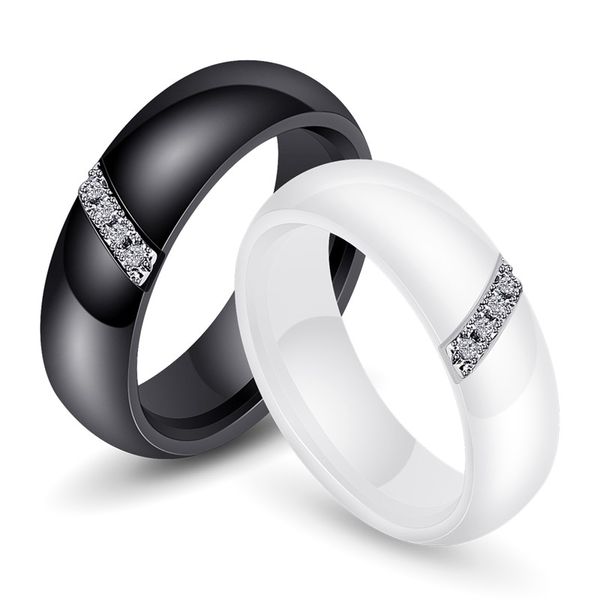 Bague en céramique cristal One Slash pour femmes, noir, blanc, rose, promesse de fiançailles, bracelet de mariage, cadeaux pour mères, bijoux