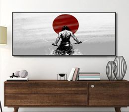 Noir Blanc Rouge Japonais Samouraï Guerriers Ukiyo Pianting Vintage Abstrait Japonais Murale Affiche Peinture pour Salon Lit8533013