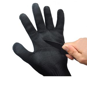 Zwart / wit stalen draad metalen mesh handschoenen veiligheid anti-snijden slijtvaste keuken slager werkhandschoenen tuin