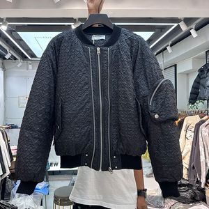 Zwart Wit Streetwear High Street Effen Kleur Rits Casual Oversized Losse Tops Jasje Voor Heren