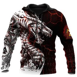 Noir blanc tatouage dragon 3D imprimé pull mâle unisexe streetwear pull décontracté veste ample pulls 4xl 220725