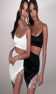 Zwarte witte tweedelige jurk voor vrouwen