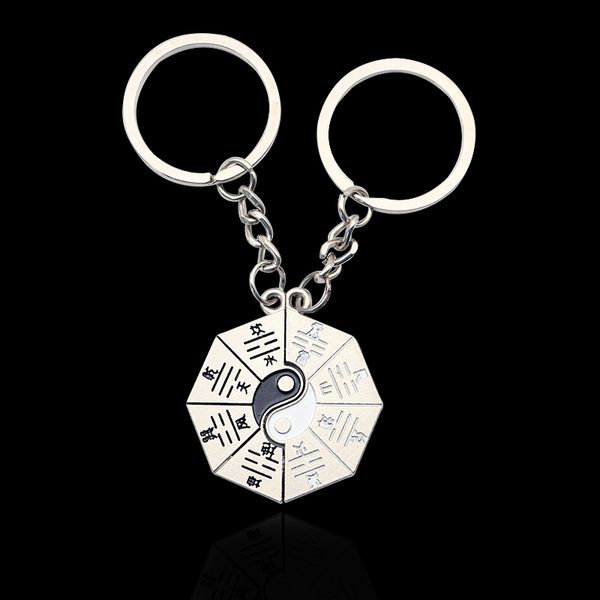 Noir Blanc Yin Yang Tai Chi Pendentifs Porte-clés Meilleurs Amis Porte-Anneaux Titulaire Pour Les Femmes Hommes Émail Amitié Bijoux