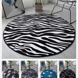 Zwart Wit Zebra Print Woonkamer Tapijt Ronde Stoel Matten Anti-Slip Keuken Slaapkamer RUG Bad Deurmat Kids Speelvloer Gebied 220301