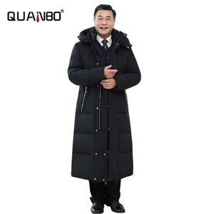 Veste d'hiver noire nouvelle qualité supérieure 90% duvet de canard blanc hommes manteau d'hiver x-long sur le genou épais chaud hommes veste 210222