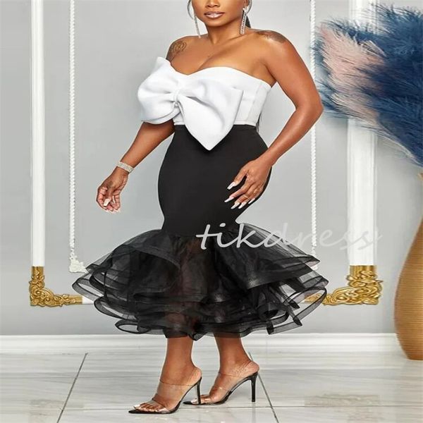 Noir avec des robes de soirée africaines blanches 2024 jupe courte club club sirène courte robe de bal pour filles noires