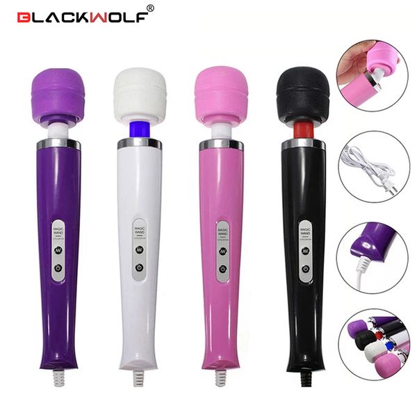 Black Wolf 10 vitesses AV vibrateur puissant baguette magique G-spot Stimulation masseur clitoris vibrateurs jouets sexy pour les femmes Masturbation