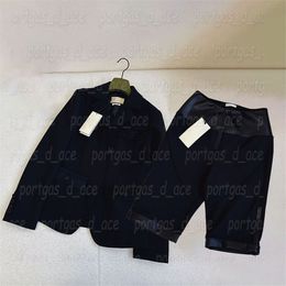 Conjunto de chaqueta y pantalones cortos para mujer, chaqueta negra de diseñador de lujo, traje Formal de manga larga para mujer, conjuntos de chaqueta elegantes