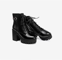 Black Women Boots Platform Zapatos Chaussures Lady Womens 8cm 10 cm de zapatillas de cuero zapatillas Sports Sports Tamaño 35-30 S