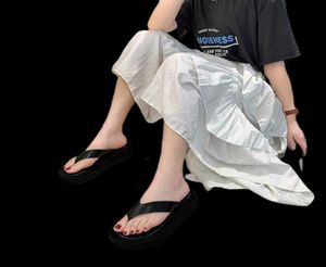 Zwarte vrouwen dikke platform Thong Sandaal teen Post Flip Flops Summer Essential Y07216973485