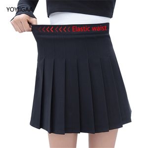 Zwarte vrouwen geplooide rok elastische hoge taille vrouwelijke mini -rokken kawaii preppy stijl dame dans rok casual aline vrouw rokken 220701