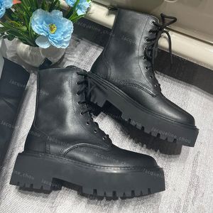 Bottes Martin noires pour femmes, bottes à plateforme de styliste en cuir, semelle épaisse, à lacets, cheville, chaussures d'extérieur, taille 40, hiver