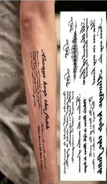 Mots noirs autocollant de tatouage temporaire lettre Art pâte de tatouage étanche amovible Tatoo corps Arm8598014