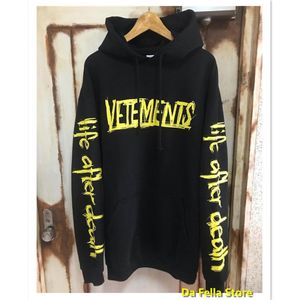 Zwarte World Tour Hoodies Mannen Vrouwen Gele STAD Tekst Gedrukte Hoodie Mouw Leven Na Dood Logo Sweatshirts Hoodies308a