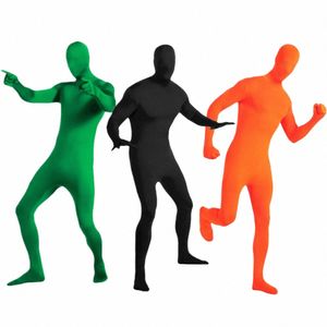 Noir Zentai Body complet pour hommes femmes Halen Carnaval Cosplay Custome peau serrée combinaison Spandex corps costume Y5Xs #