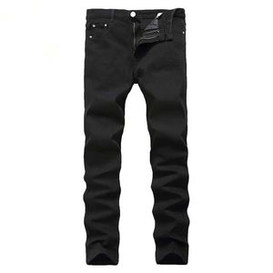 Jeans en denim décontractés à fermeture éclair noire marque simple designer hommes classique long coton mode coton de haute qualité pantalon taille plus X0621