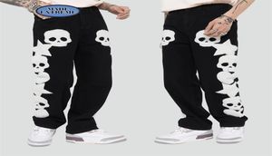 Blackair Skulls Modèle Balggy Jeans Squelette broderie pour hommes Hip Hop High Street Cargo Black Dy815 2203284572350