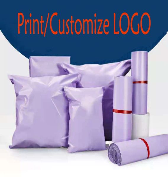 Blackboard 50/PCS Purple Courier Packaging Poly Mailer Paquete de plástico Selfadhesivo Bolsa de correo Sobre de envío impermeable Bolsas de envío