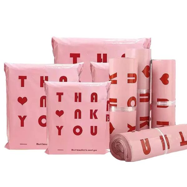 Pizarra Inplustop 50 unids/lote Bolsas de mensajería de color rosa Espesar Gracias Bolsas de envío de plástico Sobres autosellados Bolsa de correo postal para ropa