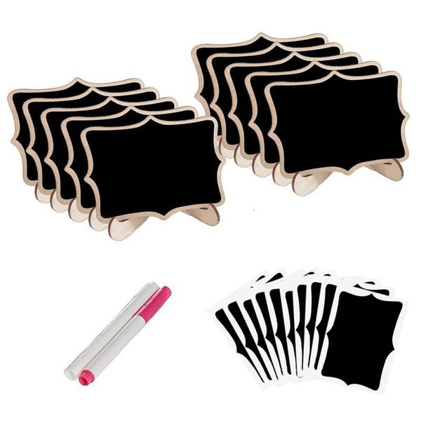 Tableaux noirs 22pcs Mini tableaux noirs en forme de dentelle avec support Message Board Signs Table Place Card for Home Birthday Wedding Party Supply 230217