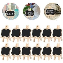 Schoolborden 5 PCSSet Mini Houten Schoolbord Menu Label Chip Grote Kleine Prikbord Krijtbord Bruiloft Decor Ornamenten Memo Rekwisieten 230706