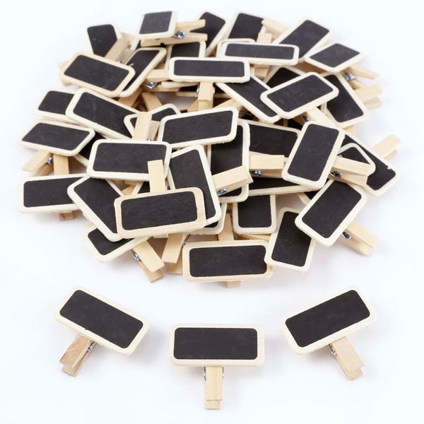 Pizarras 50 Mini pizarra madera mensaje pizarra rectángulo clip panel tarjeta notas etiqueta marca precio lugar número mesa 230706