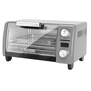 BlackDecker TOD1775G Crisp N Bake Air Fry Horno tostador digital, 9 pizzas o 4 rebanadas de pan, gris, horno eléctrico