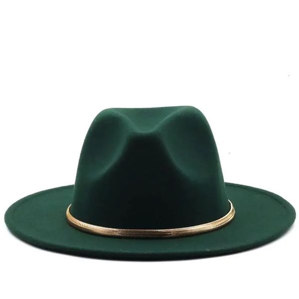 Blackgreen Wide Brim Simple Church Derby Top Hat Panama solide Felt Fedoras Hat For Men Women Artificial Wool Blend Jazz Cap 240322