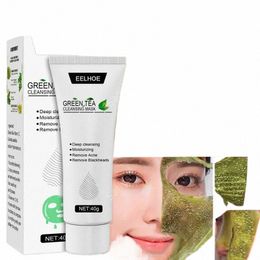 Points noirs Remover Masque de thé vert Rétrécir les pores du nez Masques nettoyants pour le visage Points noirs Peel Off Masque Traitements de l'acné Soins de la peau g7Wj #
