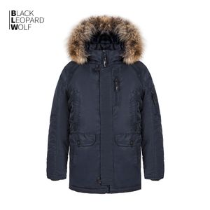 Blackleopardwolf hiver nouvelle veste pour hommes rembourrée Russie homme manteau d'hiver moyen-long décontracté vraie fourrure épaisse Parkas ZD-1679 201123