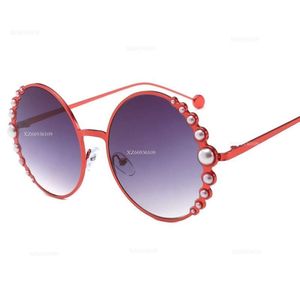 Lunettes de soleil occlusine Round Pearl Fashionable and Metal Metal Cadre Sunglasses, Women's 3403