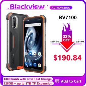 Blackview BV7100 13000mAh Rugged Phone 6GB 128GB Android 12 33W Fast Charge Octa Core Mobile Phone 6.58'' Waterproof Smartphone