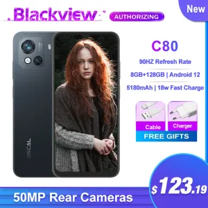 Blackview Oscal C80 Smartphone 8GB+128GB Android 12 50MP Camera 5180mAh Octa Core 90Hz Display Cellphone Fast Charging