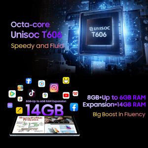 Blackview Tab 15 Pro Tablet 10.5 '' FHD + Affichage Pad Android 12 T606 Octa Core 8 Go 256 Go 8280mAH 13MP CAMERIE DUAL 4G Tablette PC