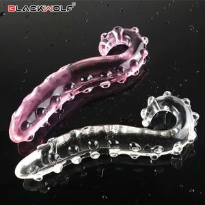 Blackwolf Hippocampus Tentacle Glass Dildo Crystal Realistices Realista Adultos Anal Butt tapón Sexy Toys for Women G-Spot Masturbator