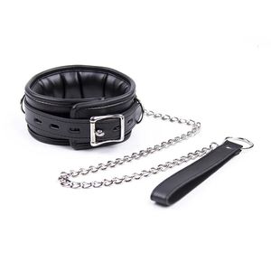 BlackWolf Sexy Colliers Éponge Garnis De Cuir Avec Laisse BDSM Bondage Fétiches Collier Adulte Lingerie Accessoires Sexuels Pour Femme 240106