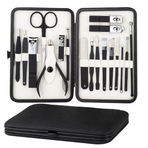 Blade 18 PCS Nail Entreaux de manucure Professional Ensemble de manucure en acier inoxydable Scissor Hight Quality Nail Tools Set Cuticule Nipper