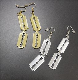 Boucles d'oreilles pendantes à lame pour femmes, miroir, or, argent, bijoux en acrylique, accessoires pour filles, 9183339