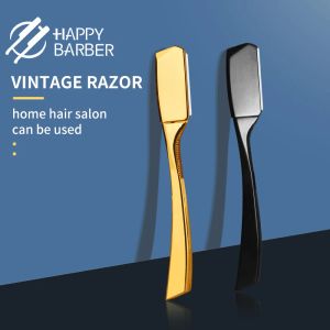 Blade Happy Barber Razor for Haircut Zinc Alloy Coiffeur Professional Manual Shaver Straight Edge Men Outils de rasage Rasage de la barbe Coupue