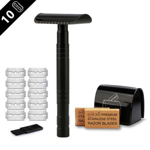 Blade HAWARD Safety Razor Herbruikbaar metalen scheermes voor mannen en vrouwen met 10 scheermesjes Milde agressiescheerapparaat voor beginners