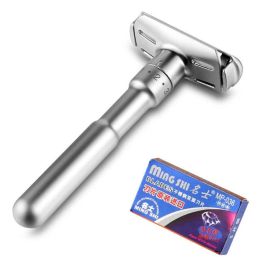 Blade Vente chaude hommes rasoir barbier cheveux rasoir réglable Double bord classique rasoir de sécurité avec 5 pièces lames enduites de titane rasoir