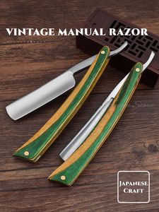 Blade Japan S45C Koolstofstaal Scheermes Rechte Rand Scherpe Kapper Scheermes Vintage Opvouwbare Handmatige Scheerapparaat Natuurlijke Kleurrijke Houten Handvat