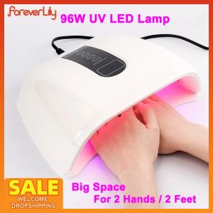 Mes geen zwarte handen 96W slimme sensor uv led lamp nageldroger uv led gel licht nail art snel drogen manicure hine voor 2 handen / voeten