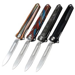 Blade Scalpel Pocket Knife G10 Fibre en carbone en acier inoxydable Nouvelle poignée Small pliing Multifonction Couteau OEM Blade