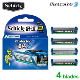Blades 4 lames de sécurité lames d'origine New Schick Protector 3d Diamond Blade Pack Men Men de rasage Razor Remplacement en stock Livraison gratuite